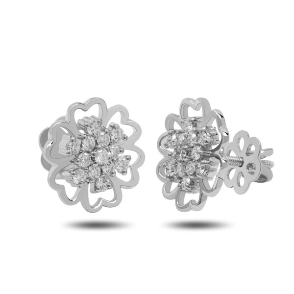 White Gold Sunflower Earring