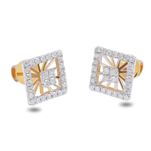 Yellow Gold Square Earring