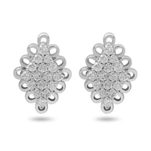 White Gold Square Flower Earring