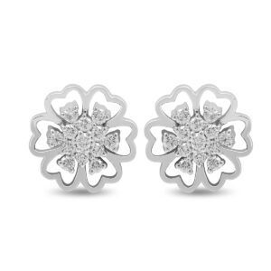 White Gold Sunflower Earring