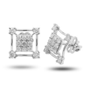 White Gold Square Earring