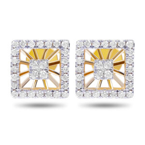 Yellow Gold Square Earring