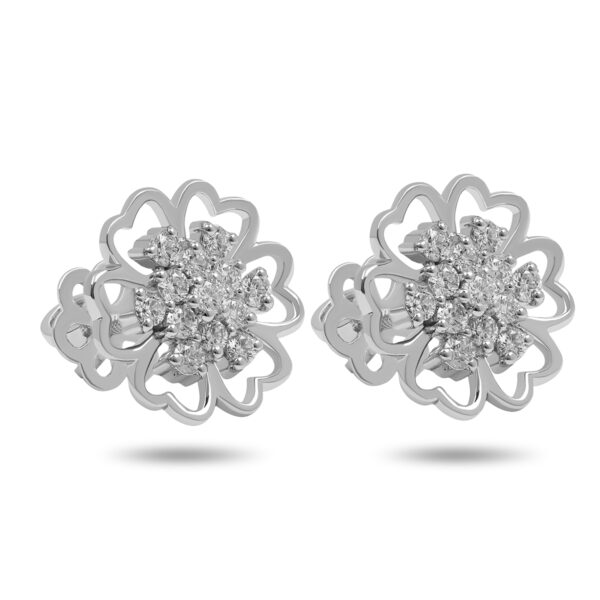 White Gold Sunflower Earring