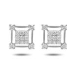 White Gold Square Earring